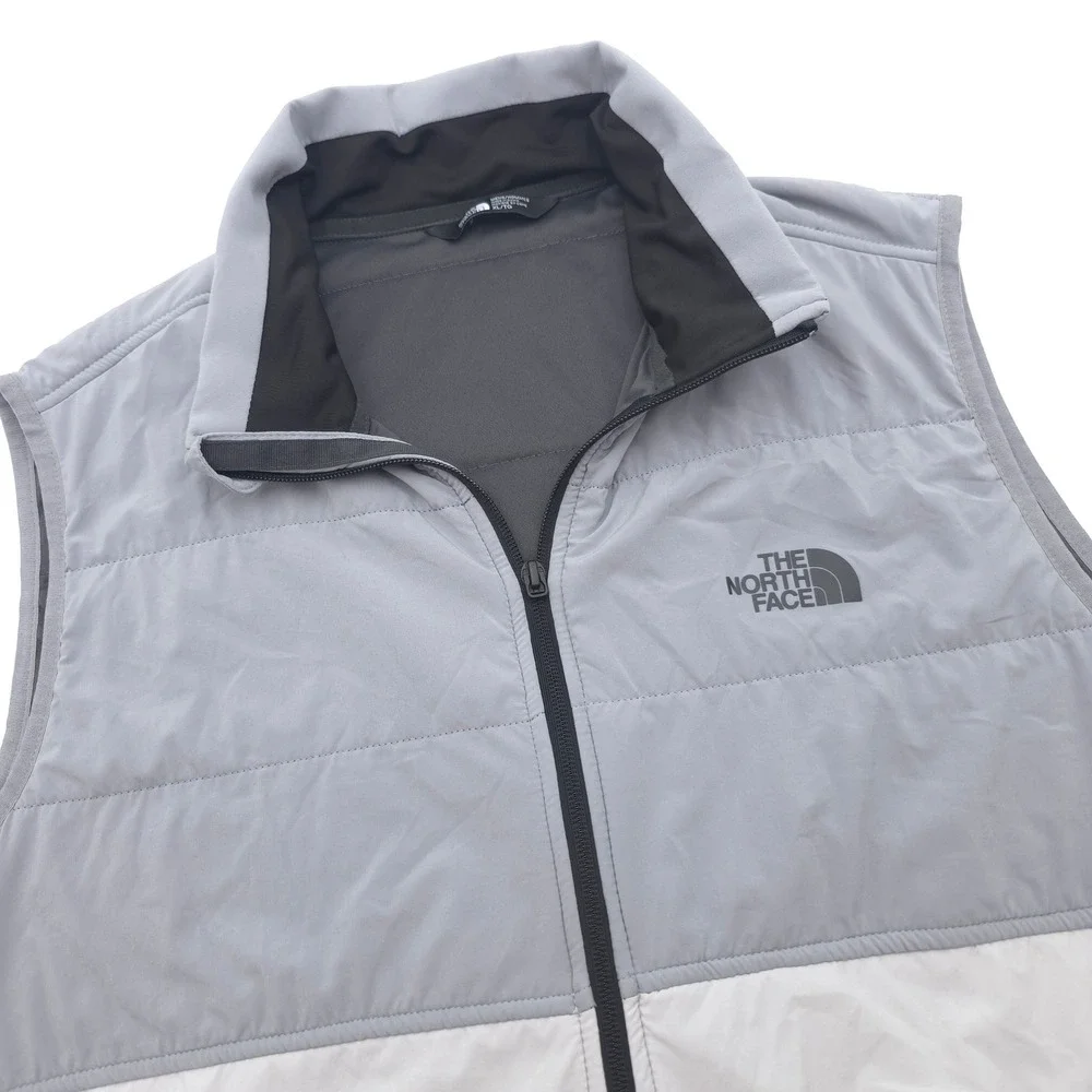 The North Face Mens Sweatshirt Vest Gray Two Tone Full Zip Quilted XL Jacket